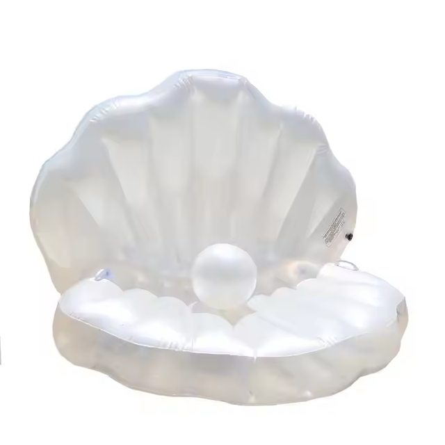 Custom PVC Inflatable Shell Pool Float With Pearl Ball Adult Floating Lounger Summer Beach Pool Party Water Float Bed Wholesale