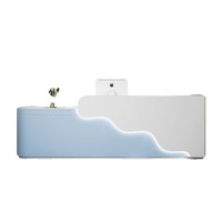 Comptoir de caisse de supermarché moderne et simple, 3 compartiments, modèle 06-Bar, design incurvé, 100x100cm, fabriqué en Chine, 60cm