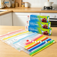 Herbruikbare, transparante diepvrieszak met ritssluiting en schuifregelaar voor vers fruit, voedselverpakking & -opslag, met aangepaste logo's voor thuisgebruik.