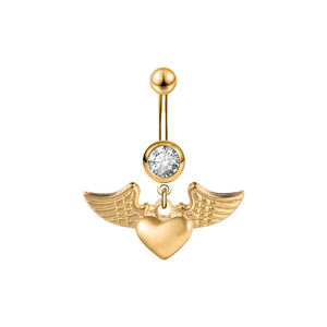 Anillo de ombligo de diseñador ZESENLIN, fabricante de joyería de acero inoxidable que no se deslustra, anillos de vientre de ala de corazón con bloqueo de China - Product Image 3