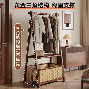 Clothing Organizer Wooden Standing Rack With <b>Storage</b> <b>Basket</b> For Bedroom Wardrobe Use - Product Image 4