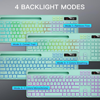 Teclado Inalámbrico Silencioso de 114 Teclas con Retroiluminación RGB 2.4G, Soporte para Teléfono, Batería Recargable, Teclas Multimedia para IOS, Windows, PC, Verde
