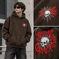 Sweat-shirt à capuche en coton surdimensionné marron, poids lourd 350-600 GSM, logo personnalisé, streetwear