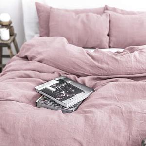 Parure de lit en coton délavé, couleur unie, style <span class=keywords><strong>français</strong></span>, tailles et couleurs personnalisées - Product Image 4