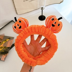 Halloween <strong>pumpkin</strong> funny <strong>headband</strong> girl cute cartoon face wash <strong>headband</strong> with wristband set - Product Image 4