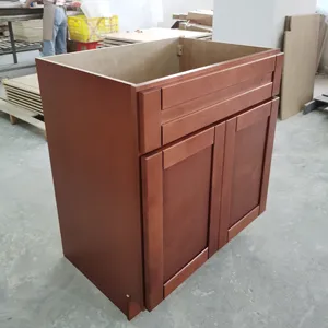 European style cabinet cheap cherry solid wood cupboard set modern kitchen cabinet