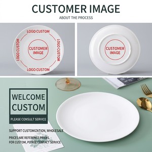 Platos para Bistec de Porcelana Esmaltada Blanca de 9 Pulgadas - Plato Plano Personalizable con Logotipo para Restaurantes de Alta Gama - OEM y Seguro para Alimentos - Product Image 2