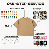 T-shirt décontracté pour homme, col montant, coupe oversize, 100% coton épais, style streetwear, épaules tombantes, personnalisable OEM, MOQ 1