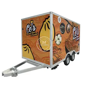 Penjualan Terbaik Trailer makanan jalan seluler pabrik hamburger langsung kereta makanan es krim makanan ringan anjing panas truk makanan dengan Logo