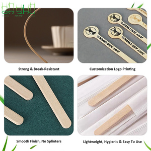Agitateurs à café en bois à tête ronde réutilisables pour mélanger les boissons, pour espresso, thé, cocktails, cafés, bars, fêtes et usage domestique - Product Image 2