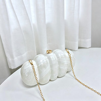 Tas Selempang Rantai Logam Aimiqi PVC Caterpillar, Tas Bahu Warna Solid Modis, Tren Lintas Negara, Clutch Pesta Sosialita