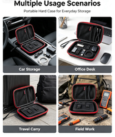 Étui de rangement numérique étanche rigide, sac organisateur d'accessoires électroniques portable, poche en filet, sangles de fixation, câble, chargeur, carte SD