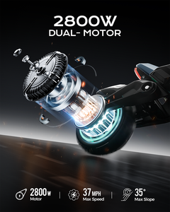 Patinete eléctrico S5, aleación de aluminio, rango de 62 millas, 2800W, potencia, plegable, impermeable, amortiguador de resorte delantero y trasero - Product Image 4