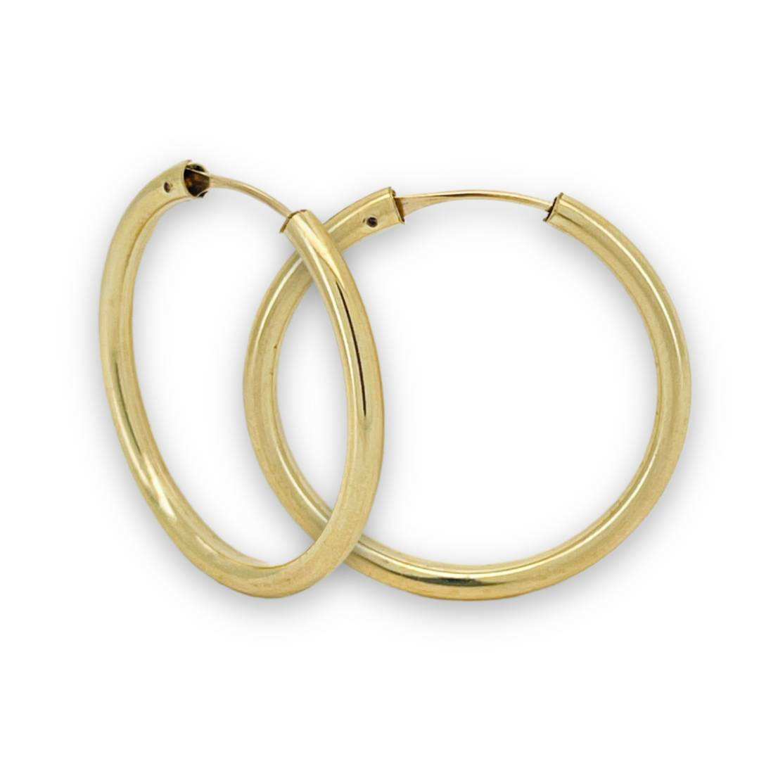 ROUND TUBE HOOP EARRINGS 2X25mm PLAIN