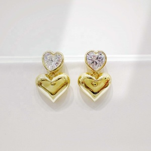 factory price brass Water Drop fashion <b>earring</b> <b>hook</b> Party gold plated heart geometric zirconia ladies holiday western <b>earrings</b> - Product Image 1