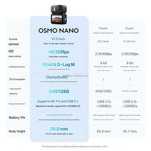 Osmo Nano D JI Professional 4K 60FPS WiFi Waterproof Action Sports <b>Camera</b> with Touch Screen and 128 GB Built-in Memory - Product Image 6