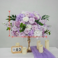 DKB Décoration de Mariage Luxe Colorée, Centre de Table en Fleurs Artificielles Violettes et Blanches, Rose et Gypsophile, Boule de Fleurs Décorative