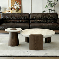 Table basse en bois moderne et populaire pour la maison, table basse ronde de luxe haut de gamme, table basse de salon de style rétro