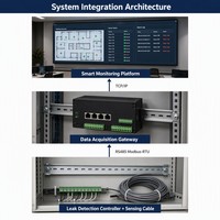 Détecteur de fuite d'eau sur rail DIN IP65 avec interface de signal Modbus et sortie relais, fonction silencieuse pour BMS industriel