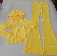Ensemble de survêtement décontracté deux pièces pour femme avec veste zippée et pantalon de yoga, coupe ajustée et extensible, LOGO brodé