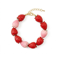 Zoete fruit kralen armband 3D cartoon kleurrijke citroen aardbei kers hart bedel armband mode sieraden Brazalete De Frutas