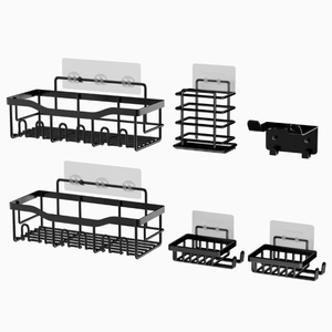 Juego de 5 uds de acero inoxidable a prueba de óxido, estante de almacenamiento para baño, carrito de ducha de malla único portátil - Product Image 2