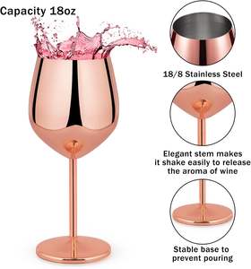 Gobelets isothermes en acier inoxydable de 18 oz avec logo <span class=keywords><strong>personnalisé</strong></span>, rouge et or, pour vin et champagne, verres à vin en métal au design élégant - Product Image 3