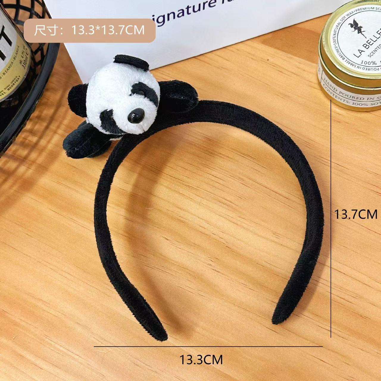 Hot Selling New Design Cartoon Panda Plush Face Wash Hairband Cute Style Wide Side Hairband for Girls