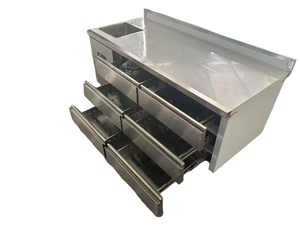 Réfrigérateur sous comptoir en acier inoxydable avec évier, refroidisseur de plan de travail commercial pour bar, café, cuisine, préparation alimentaire et stockage - Product Image 1