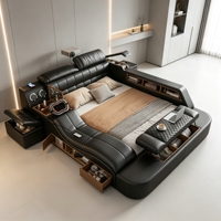 Lit de cinéma intelligent avec massage électrique, système de rangement dissimulé, projecteur, audio Bluetooth et cuir de qualité supérieure pour la vente en gros