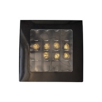 Boîte cadeau en papier avec couvercle rabattable et fenêtre transparente, compartiment divisé en grille, emballage en carton pour chocolat, boîte en papier avec logo personnalisé