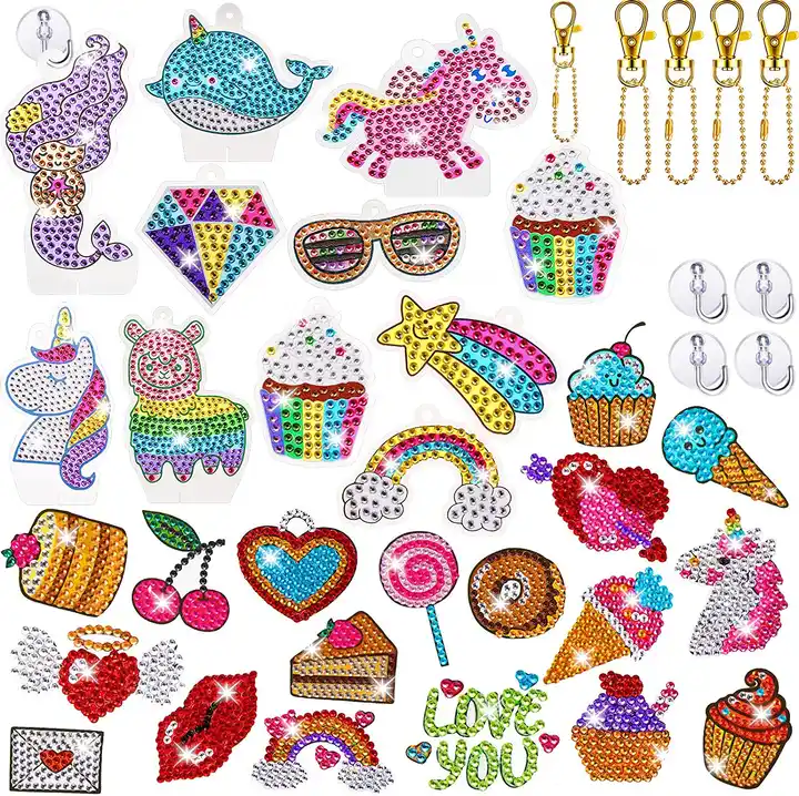 DIY Custom Art Craft Gem Keychains Keyrings Diamond Suncatchers Hooks  Painting Stickers Kit For Kids - Buy DIY Custom Art Craft Gem Keychains  Keyrings Diamond Suncatchers Hooks Painting Stickers Kit For Kids