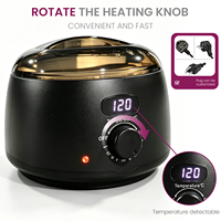 Kit Chauffe-Cire Numérique 500ml avec Écran LED, Cire Dure en Grains, Bol en Silicone, Spatule, Épilatoire Professionnel 100W