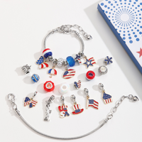 Kit Gelang Pesona Patriotik DIY Mode Terbaru Bendera Amerika & Manik-Manik Liberty untuk Wanita Set Hadiah 4 Juli