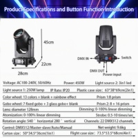 Projecteur de scène mobile Sharpy Super Bulb Beam Spot DJ Disco haute puissance 3-en-1 250W 13 couleurs avec contrôle DMX512 et 8 prismes