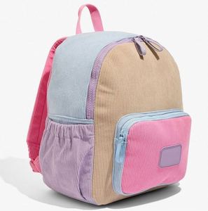 Mochila Escolar Unisex Personalizada, Bolsa de Pana para Niños, Mochila Infantil de Pana con Bloques de Color - Product Image 3