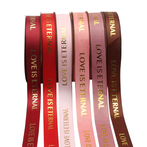 Love Is Eternal Custom Gift Ribbon 5/8 \ "Satén Poliéster Single Face 3D Gold Foil Impreso para decoraciones - Product Image 6