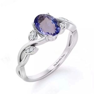 Bague en Tanzanite Bleue en Argent Massif 925, Bagues Statement en Tanzanite, Pierre de Naissance de Décembre, Cadeau pour Femme, Bijoux Minimalistes - Product Image 3