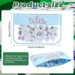 Bolsa de Almacenamiento para Mahjong MAHJ, <span class=keywords><strong>Azul</strong></span>/Beige, Poliéster, Gran Capacidad, con Bolsa Transparente para Viajes y Uso Doméstico - Product Image 2