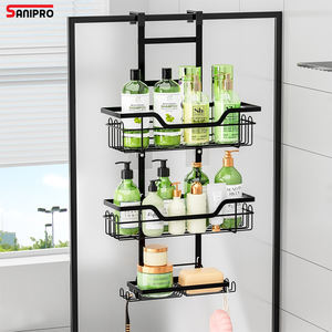 SANIPRO Organiseur de douche en fer à 3 niveaux détachable, panier de salle de bain, étagère de rangement suspendue à la porte, en métal, à fixer au <span class=keywords><strong>coin</strong></span> - Product Image 1