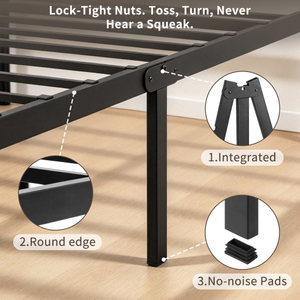 Twin Metal <b>Bed</b> Frame with Headboard 440 LBS Heavy Duty Steel <b>Slat</b> Support No Box Spring Needed 12.28" Under <b>Bed</b> Storage - Product Image 6