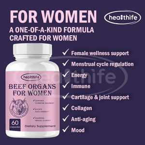 Complément alimentaire à base d'organes de bœuf pour femmes : foie, reins, cœur, ovaires, utérus, trompes de Fallope en capsules pour l'énergie, l'immunité, la santé de l'intestin et de la peau - Product Image 3