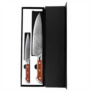 Juego de Cuchillos de Cocina N M Damascus con Mango de Caoba, Acabado de Alto Brillo, Ecológico, Incluye Cuchillo de Chef, Nakiri y para Deshuesar - Product Image 1