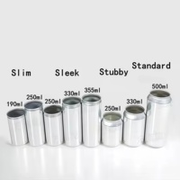 Canette de bière en aluminium vide avec couvercle, personnalisable avec logo imprimé, 250ml, 330ml, 355ml, 500ml, pour boissons, emballage en gros