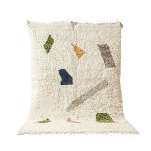 Moroccan Unique Beni Ourain <b>Rug</b> Hand Made Moroccan <b>Boho</b> Beni Ourain <b>Rug</b> Albertina Hand Knotted Wool Cotton Cream Beige Area <b>Rug</b> - Product Image 1