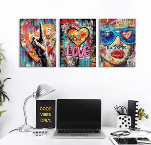 <span class=keywords><strong>Arte</strong></span> Pop Moderna Graffiti <span class=keywords><strong>Moda</strong></span> di Strada Donna Dipinto a Olio su Tela Gesti Astratti per Logo Decorazione Casa - Product Image 4