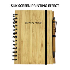 Carnet de notes en bambou avec bande, couverture rigide, personnalisé, recyclé, avec porte-plume, cadeau personnalisé - Product Image 6