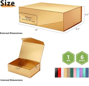 Caja de Regalo Magnética Dorada Brillante de Lujo con Logotipo Personalizado, 14x9.5x4.5 Pulgadas, Textura Suave, Plegable, Rígida - Product Image 2