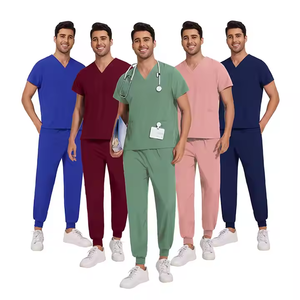 Confortable extensible hôpital infirmière médecin gommages uniformes ensembles col en V manches courtes survêtement pantalon personnalisé femmes gommage costumes - Product Image 4