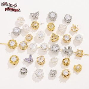 NANTONG Mixed Shape Zircon Spacer Beads Gold Silver Plated <b>Copper</b> DIY Jewelry <b>Bracelet</b> Necklace Findings 14K Plated - Product Image 3